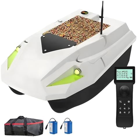 Fishing Bait Boat with GPS and Night Fishing Lights, Bait Release and Trolling Hook, 100-Point Positioning, Speed Adjustable, 4.4lbs Loading