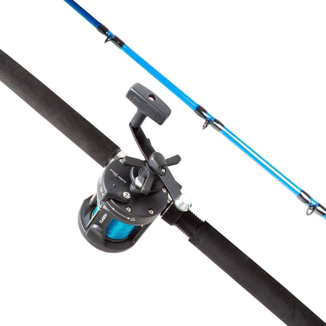 FLADEN Fishing - Quality 6ft or 7ft - 30 to 40 lbs Class BOAT SEA FISSION BLUE Rod and Multiplier Reel Combo - Pre Loaded with Line For Offshore Marine Fish