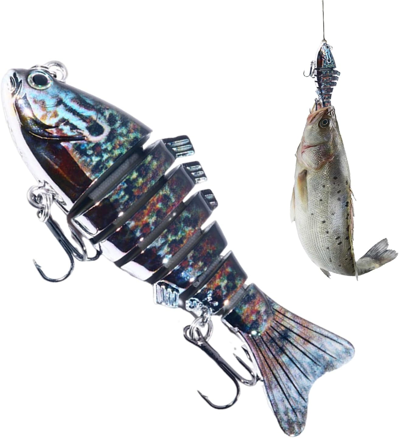 Swimming Bait, Rubber Fish Fishing Lure, Bionic Swimming Bait, 10 cm Colourful Catfish Bait, Multi-Angle Fishing Bait with Hook, 3.94 Inch Colourful Fishing..
