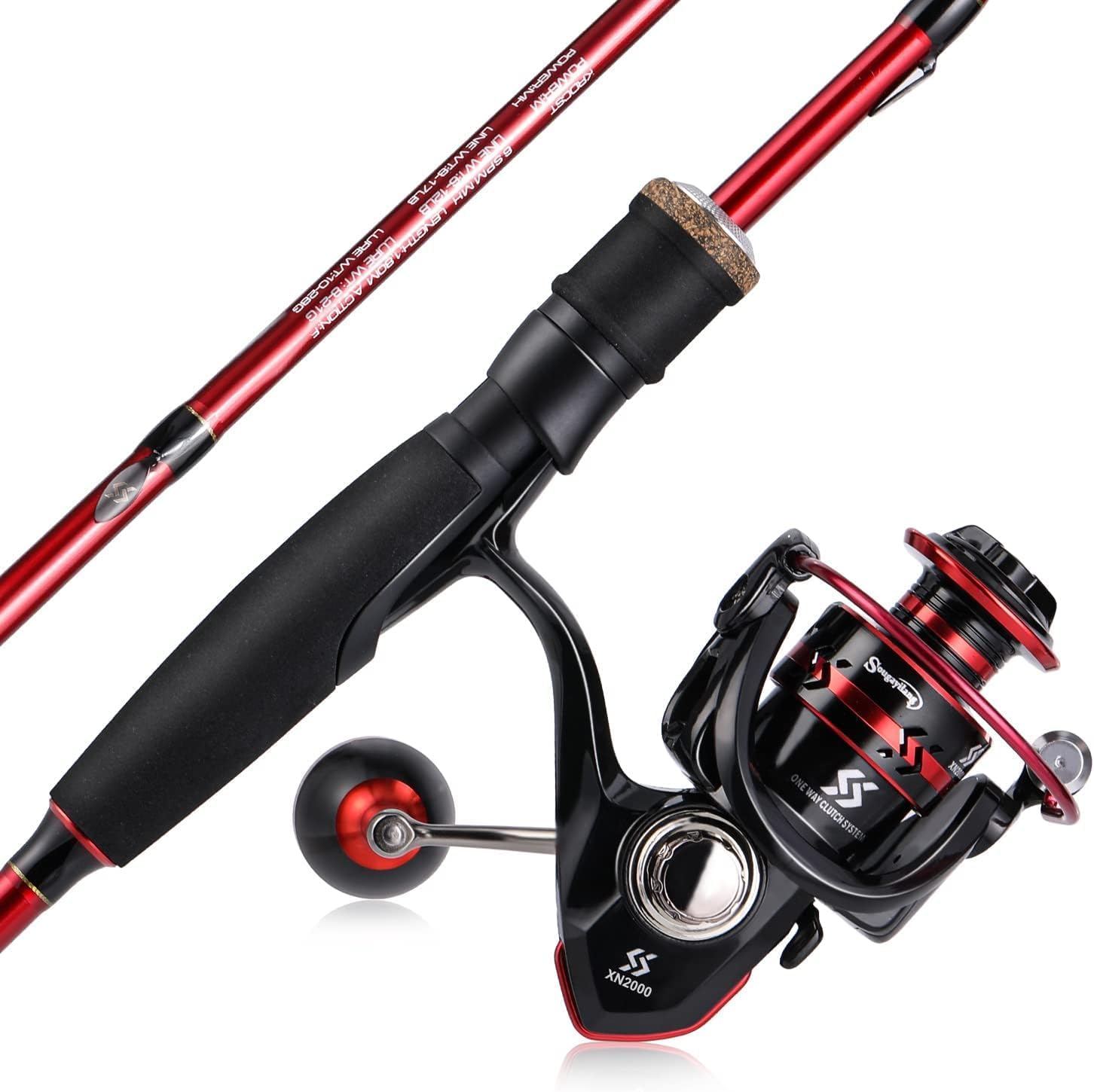 Fishing Rod and Reel Combo with Stainless Steel Guides,2-Piece Lightweight Travel Fishing Rod & Reel Set for Saltwater Freshwater Fishing Kit