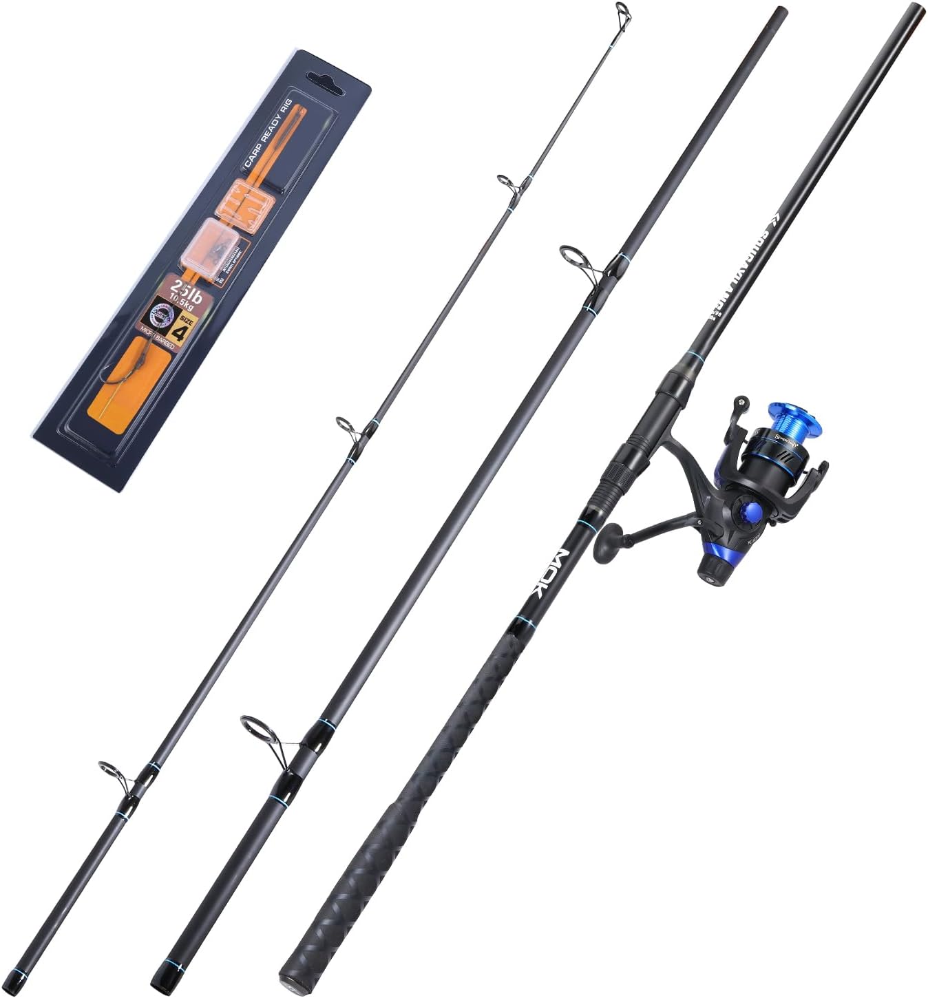 Carp Rod and Reel Combo, 3-section Carbon Fishing Rod and Carp Reels Fishing Set with Carps Fishing Line Hook Rigs