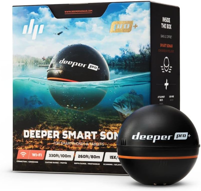 Deeper Pro+ Smart Sonar Castable and Portable WiFi Fish Finder with Gps for Kayaks and Boats on Shore Carp Fishing Fish Finder