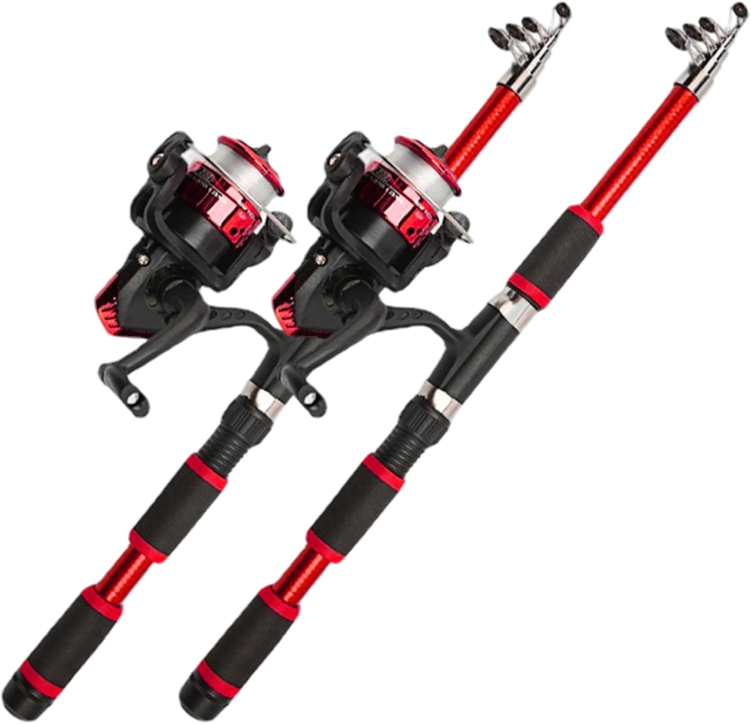 2Pcs Telescopic Fishing Rod And Reel Combos, 6ft Fiberglass Telescopic Rod With Spinning Reel, Non Slip Fishing Pole For Travel Saltwater Freshwater