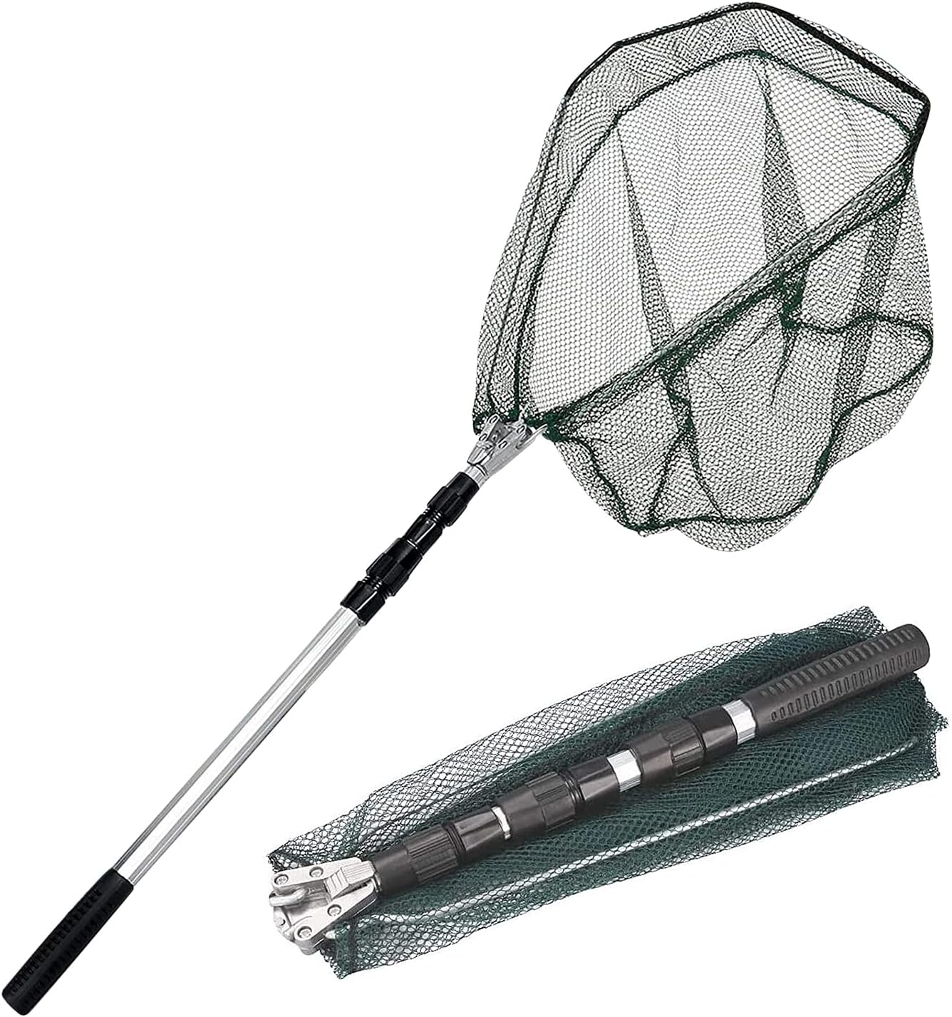 KK'S GLAMS® Telescope Fishing Landing Net - Foldable Collapsible Extensible 1.5M Aluminum Alloy Pole Handle, Lightweight Portable for Bird Fish Catch...