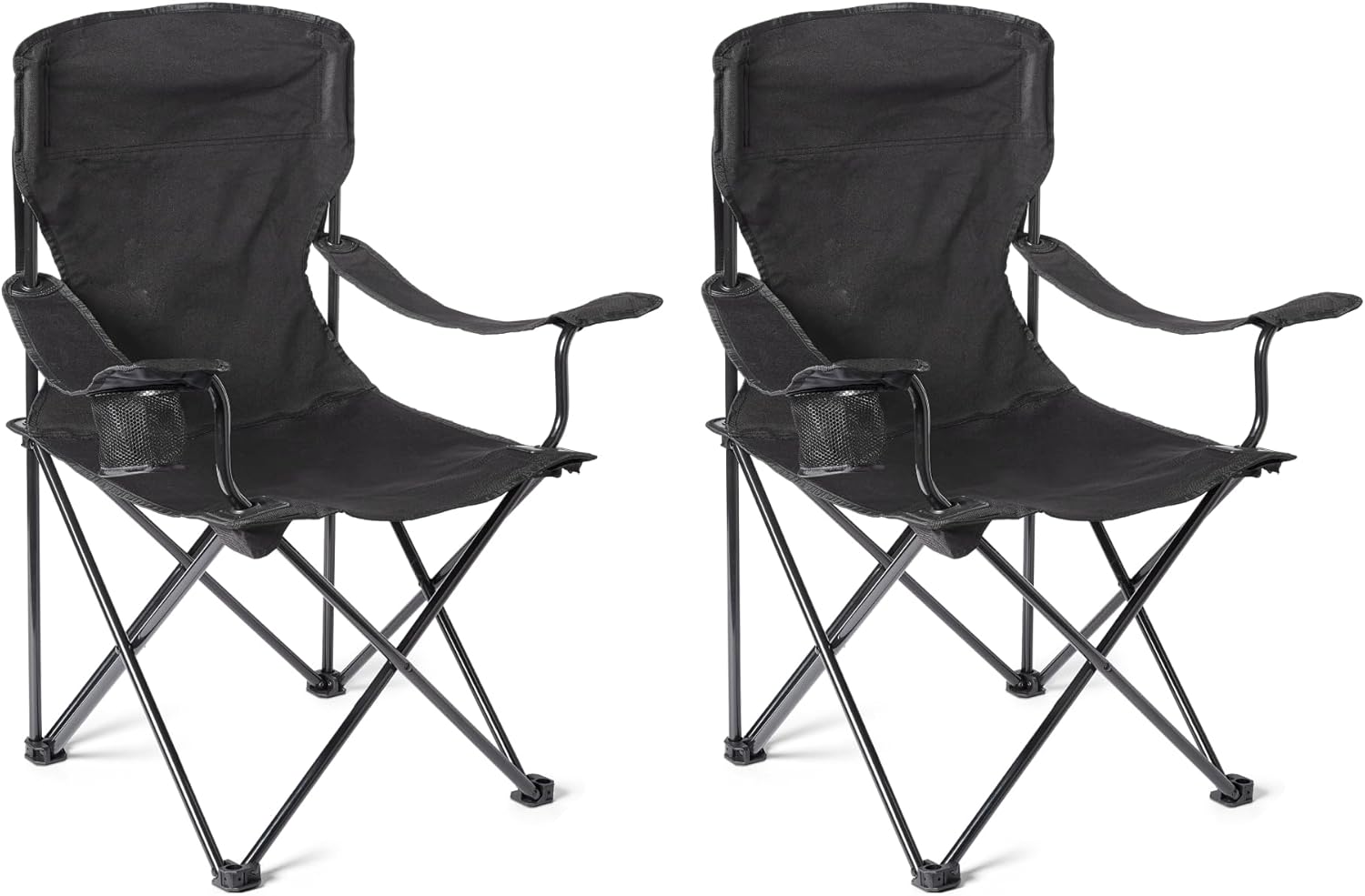 Amazon Basics Portable Folding Camping Chair with Cup Holder - Heavy-Duty Steel Frame Outdoor Chair - Water Resistant Construction Chair with Carry Bag - 50.