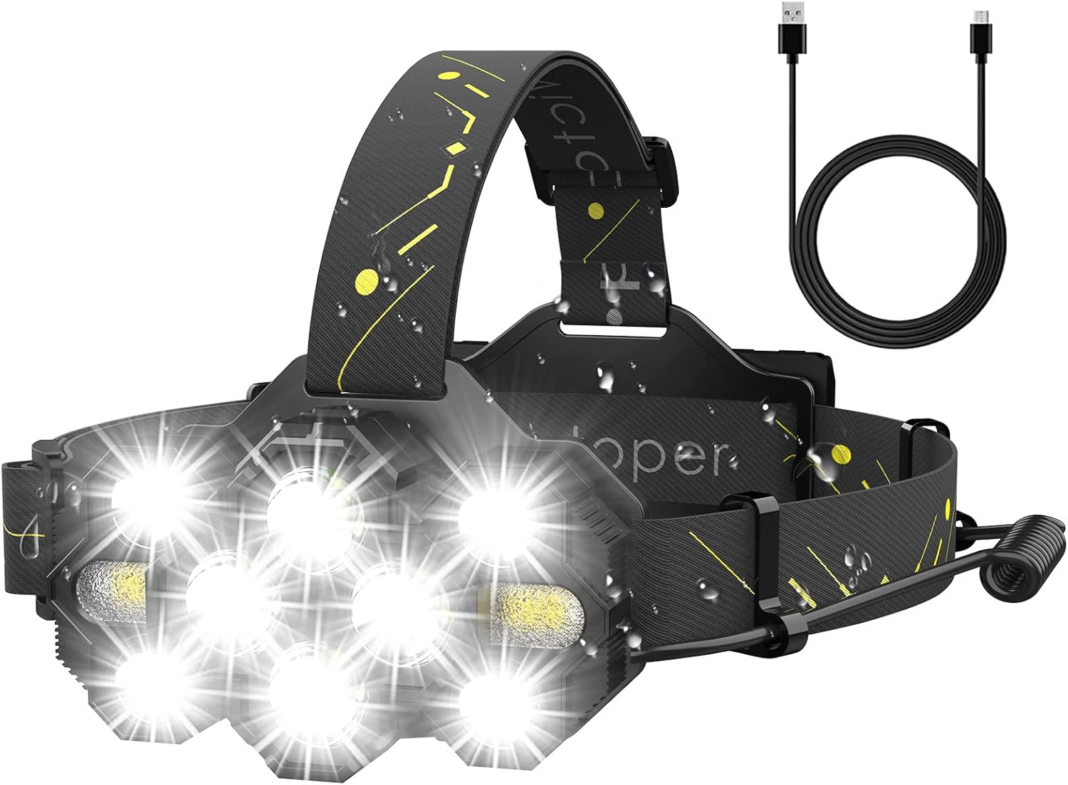 Victoper Rechargeable Head Torch –Upgraded Super Bright 22000 Lumen 10 LED 10 Modes Head Torches LED Rechargeable Headlight IPX4 Headlamp Hands-Free