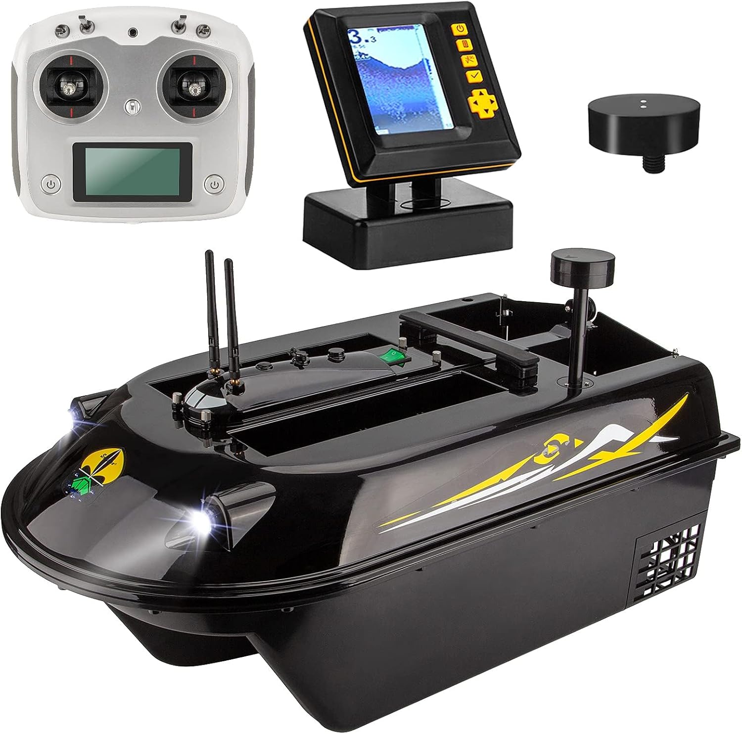 GPS Fishing Bait Boat with Fish Finder - 600M Remote Control, 8kg Load Capacity, Heavy Duty RC Boat for Sea Fishing
