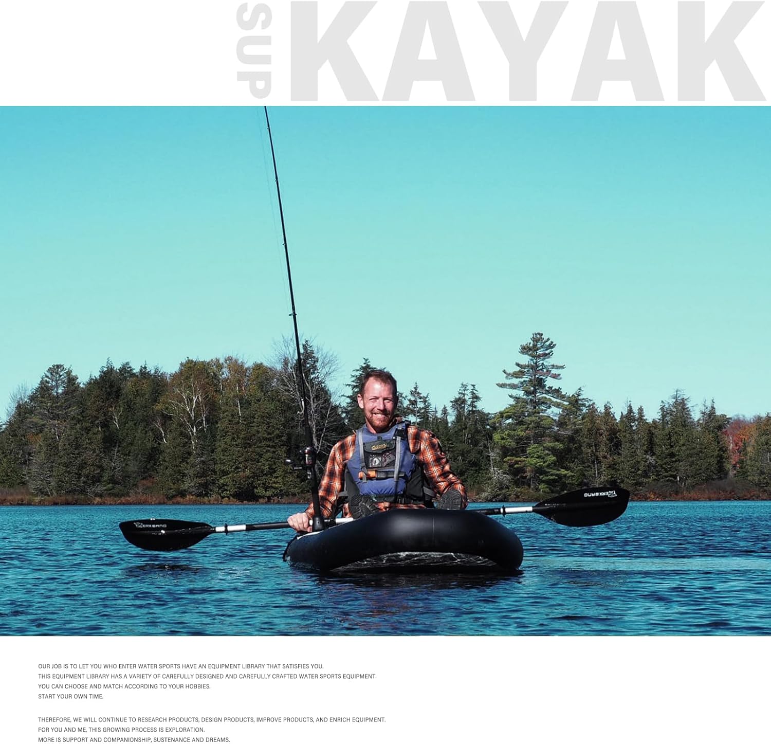 TIGERXBANG 10.2'x35''x8'' Inflatable Kayak with Detachable Seat, SUP-Kayak Set Includes Hand Pump/Aluminum Oar/Backpack, Kayak Boat