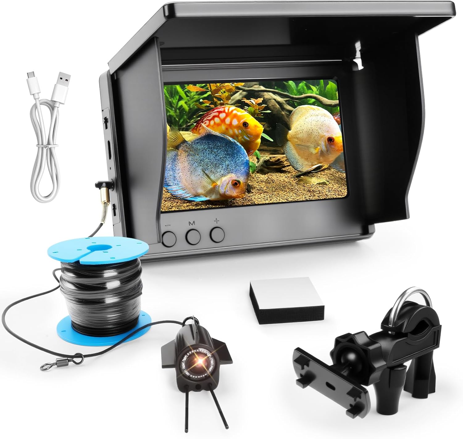 Underwater Fishing Camera, 5000mAh Battery Fish Finder Camera Waterproof with 4.3 Inch IPS Display and 30M Cable, 220° Wide Angle Night Vision