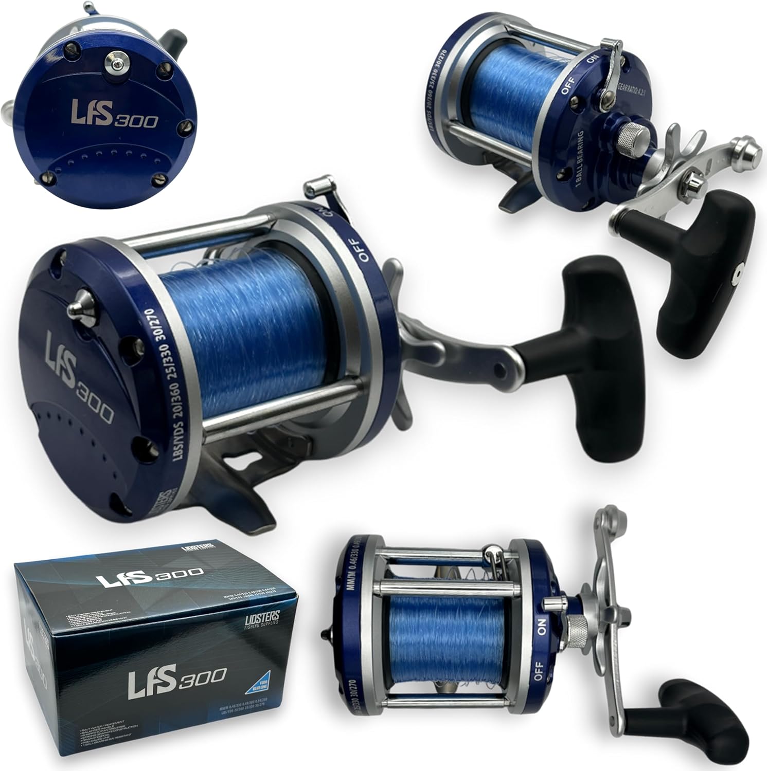 LFS 300 Multiplier Sea Fishing Reel 20lb Blue line 1bb SALTWATER TROLLING NEW