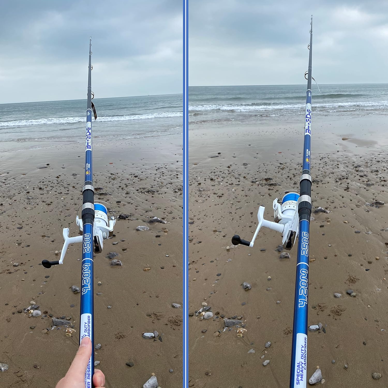 1 x 14FT Beach Caster Sea Fishing BLUE Ocean Rod + 1 x Shizuka 7000 SEA Reel